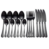 MyGoldenTable™ Black Tableware Stainless Steel, Set 16 Pcs